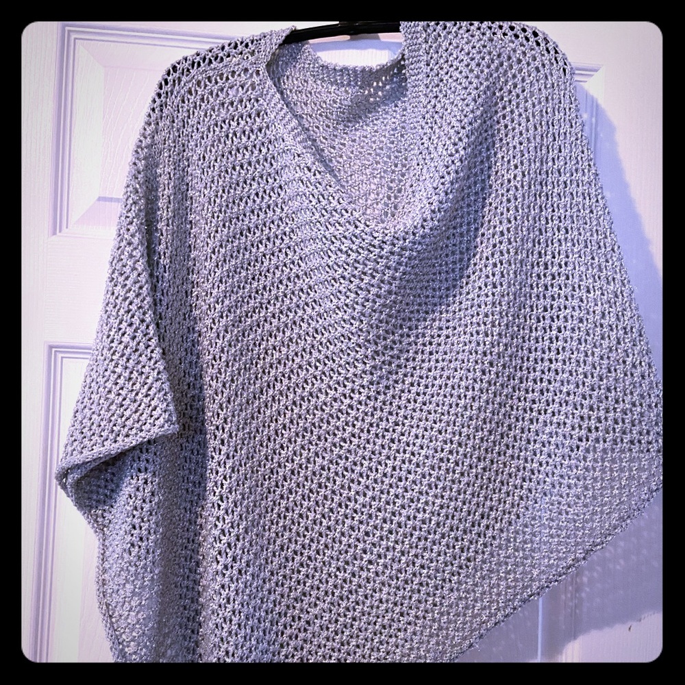 Silver shimmer knit Chico’s poncho
